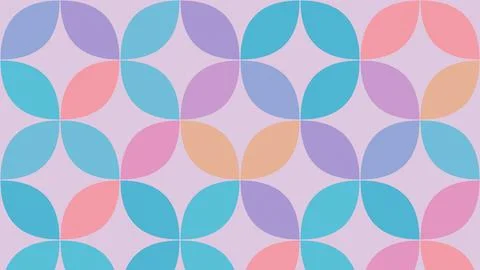 Pastel abstract leaf pattern with repeating rounded shapes in pink, blue, a.. Stock Illustration