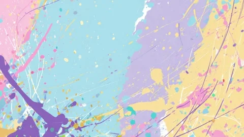 Pastel abstract paint splatter background with colorful drifting streaks, h.. Stockbeeldmateriaal 341429105