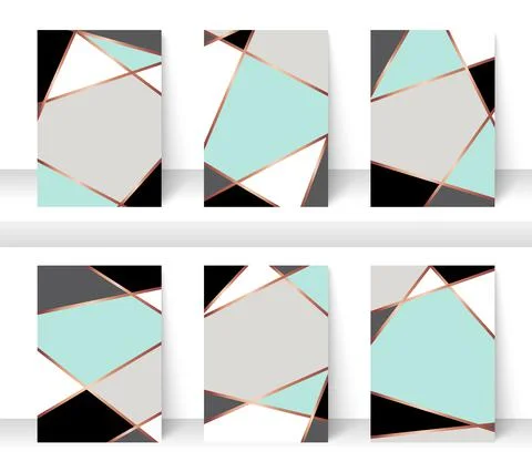 Pastel abstract pattern background with golden line, for business brochure co Stock Illustration