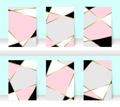 Pastel abstract pattern background with golden line, for business brochure .. Stock Illustration