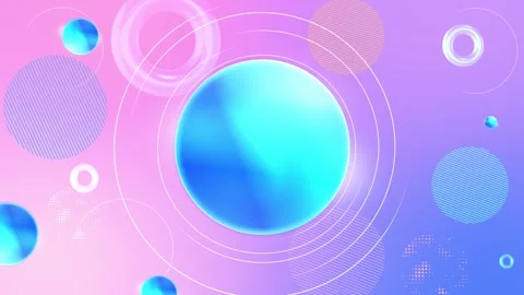 Pastel abstract sphere background cyan glossy orbs, pink purple gradient, rings, Stock Footage 340471461