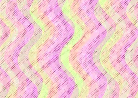 Pastel Abstract Wavy Pattern Background With Pink Green Waves And Decorativ.. Stock Illustration