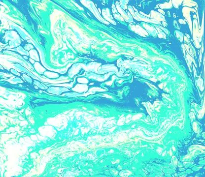 Pastel acrylic pouring seamless pattern in turquoise tones with wave effect イラスト素材