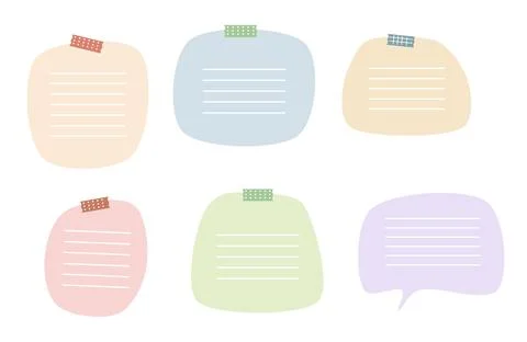 Pastel aesthetic adhesive sticky notes and speech bubble memo collection 库存插图