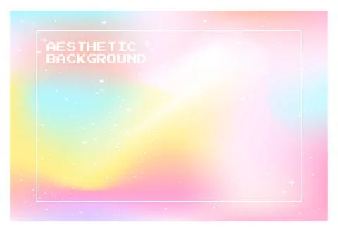 Pastel Aesthetic Gradient Background With Pixel Frame And Copy Space Stock Illustration