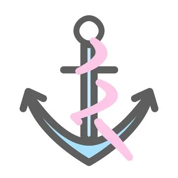Pastel anchor flat Stock Illustration