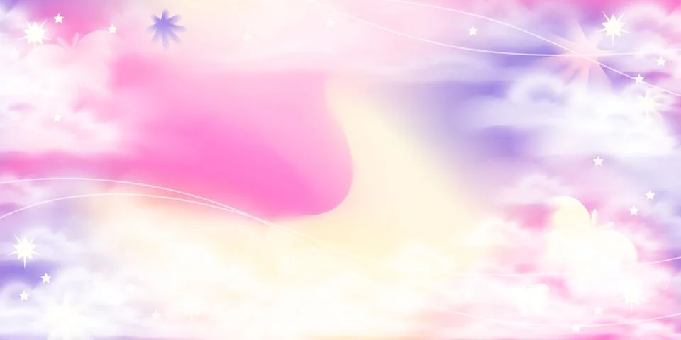 Pastel anime background. Dreamy cloudscape for princess party. Stock Illustration