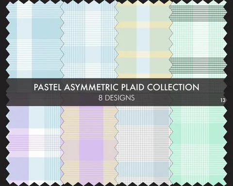 Pastel Asymmetric Plaid Seamless Pattern Collection Stockillustratie
