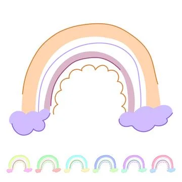 Pastel baby boho rainbow vector cartoon graphic Stock Illustration