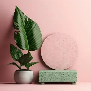Pastel backdrop wall 3d render image mockup background of terrazzo podium, .. Stock Illustration