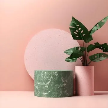 Pastel backdrop wall 3d render image mockup background of terrazzo podium, .. Stock Illustration