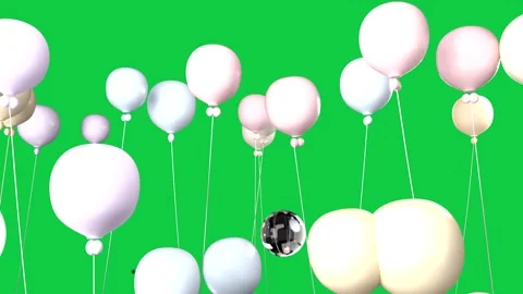 Pastel balloons drifting up on release strings showing as bubbles passing Vídeos de archivo 346156750