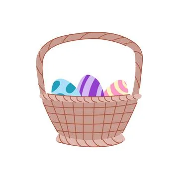 Pastel basket easter cartoon vector illustration Stock Illustration