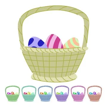 Pastel basket easter vector cartoon graphic Stock Illustration