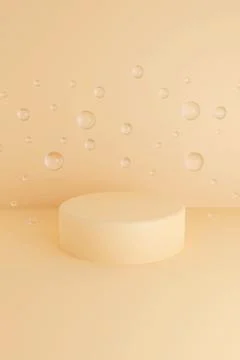 Pastel beige minimal 3d background. Poster design with studio podium platform Stock Illustration