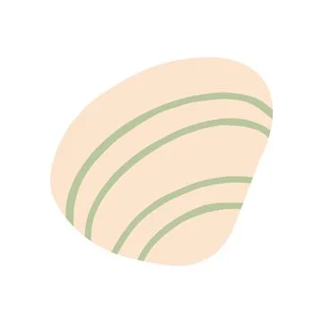 Pastel beige smooth bivalve seashell vector illustration with green stripes Stock Illustration