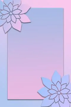 Pastel Blue and Pink Gradient Card Template with Flower Borders 스톡 일러스트