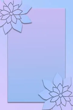 Pastel Blue and Purple Gradient Card Template with Flower Borders Stockillustratie
