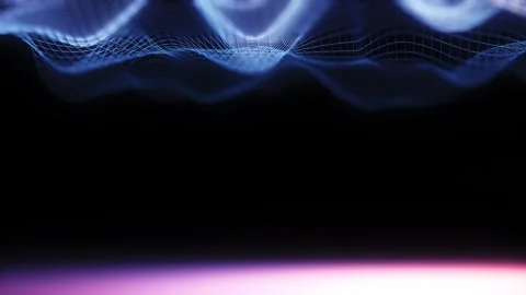 Pastel blue cybernetic floating grid in 3d space Stock Footage 343382328