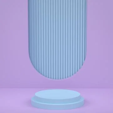 Pastel blue cylinder podium with steps on violet background Stock Illustration