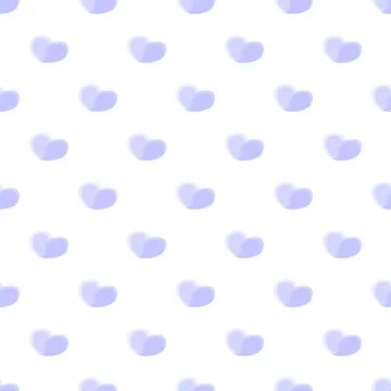 Pastel blue hearts seamless pattern on white background Illustrazione stock