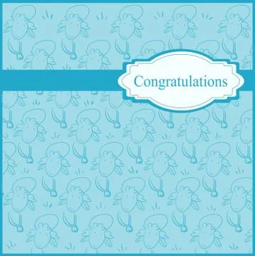 Pastel blue pattern with sheeps Stock Illustration