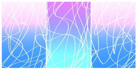 Pastel Blue Pink Scribble Panel Triptych Background Stock Illustration