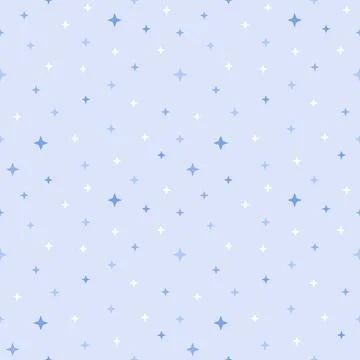 Pastel Blue Star Seamless Pattern with White Sparkles Background Stock Illustration