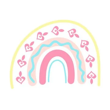 Pastel boho rainbow. Scandinavian print for baby shower, nursery, playroom,.. Stock Illustration