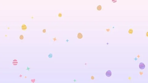 Pastel bokeh with floating Easter eggs, hearts and sparkles, Easter holiday.. Stock Illustration