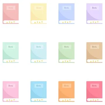 Pastel Book Icon Collection Back to School Education Flat Vector Set Stock Illustration