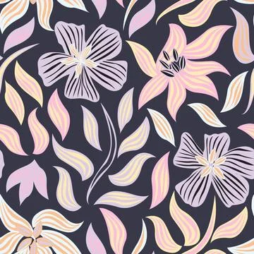 Pastel Botanical Floral seamless pattern design Stock Illustration