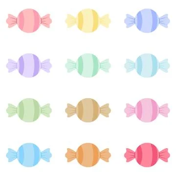 Pastel Candy Collection Set with 12 Sweet Color Variations, Cute Minimal Ca.. イラスト素材
