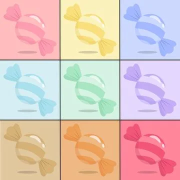 Pastel Candy Collection Set with Transparent Sweet Wrappers in Soft Color V.. Stock Illustration