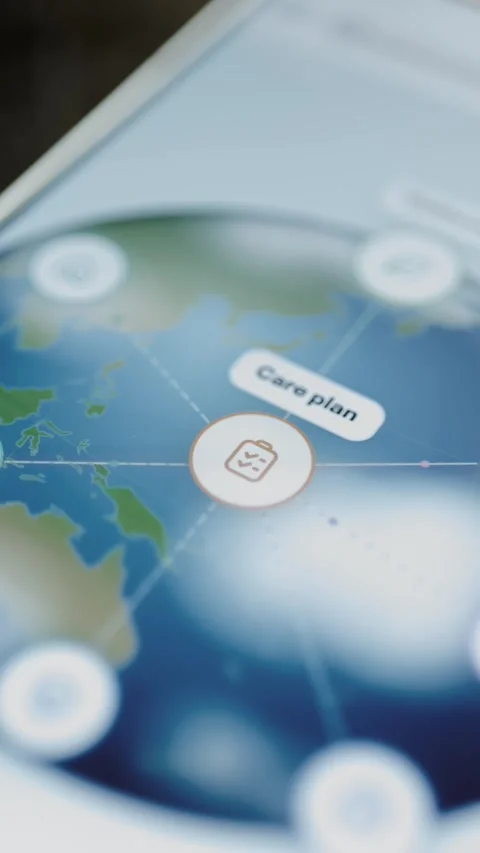 Pastel care plan node connects across global services Video stock 346033600
