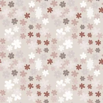 Pastel chamomile ornament seamless pattern. Light background with flower shap Stock Illustration