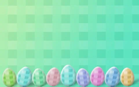 Pastel checkered plaid easter eggs border with similar green blue background 스톡 일러스트