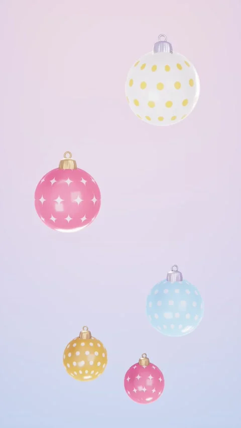 Pastel christmas ornaments on gradient background. 3d rendering 库存影片 340354037
