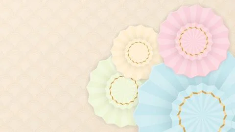 Pastel circle bows on beige background asian style. Stock Illustration