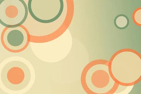 Pastel circle pattern with retro rings in soft green, coral, and cream, cre.. イラスト素材