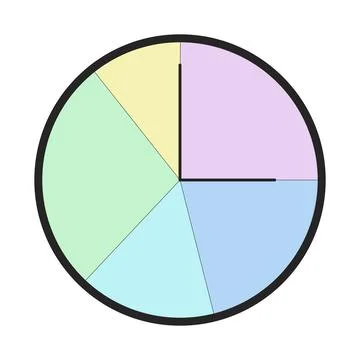 Pastel circular clockface with piechart segments 2D cartoon object 스톡 일러스트