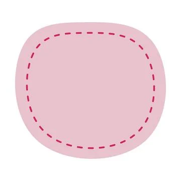 Pastel circular text label vector illustration with stitched dashed outline.. Stock Illustration