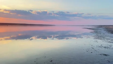 Pastel Clouds Reflected In Still Estuary Water Stock Footage 341755977