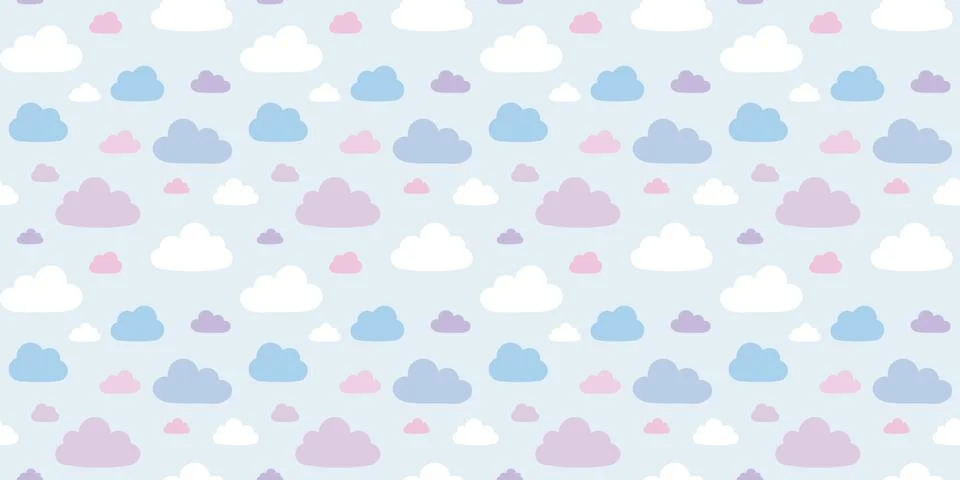 Pastel clouds seamless repeat pattern vector background 스톡 일러스트