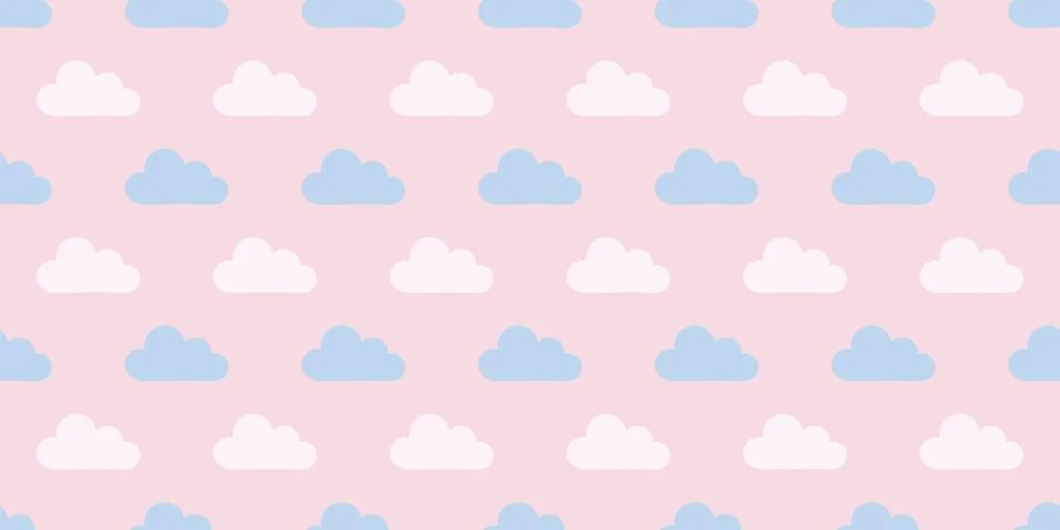 Pastel clouds seamless repeat pattern vector background Stockillustratie