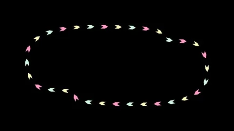 Pastel colored arrows moving in a loop pattern on black background for desi.. Stock Footage 348196879