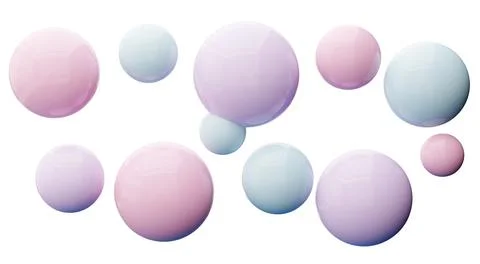Pastel colored bubbles appear on a clear background. The bubbles vary in size Stockillustratie