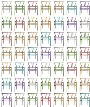 Pastel colored chairs texture background wallpaper, tileable, on white backgr Stock Illustration