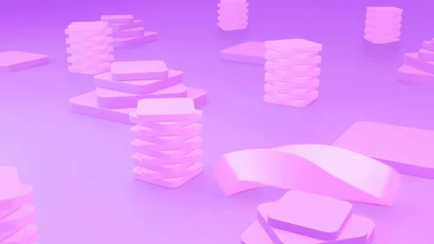 Pastel colored cubes and pyramids abstract looped animation Stock Footage 283120436