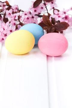 Pastel colored Easter eggs Foto stock